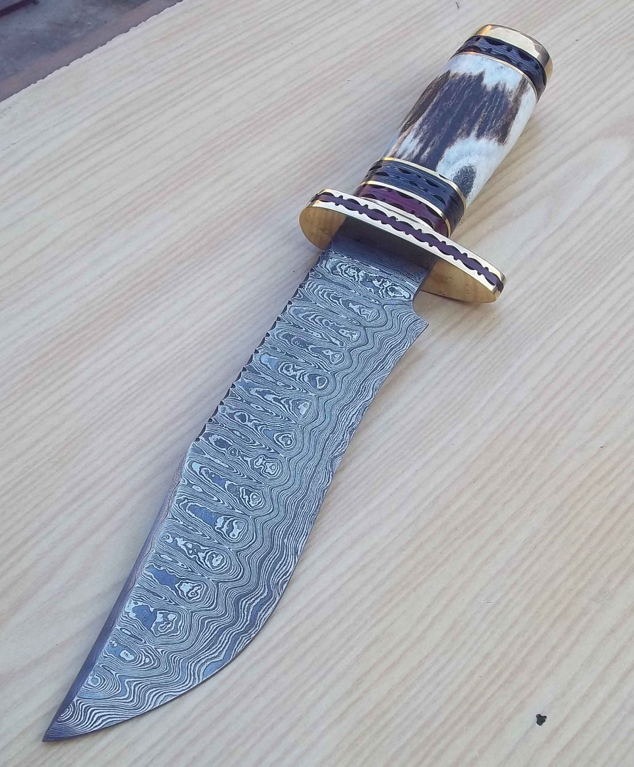 Damascus steel western Bowie knife