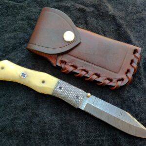 Damascus steel Liner Lock Folding Knife