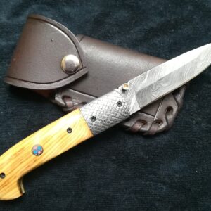 Olive Sentinell Damascus folding knife Manufacturer