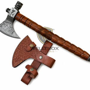 Damascus steel tomahawk Pipe axe with Leather sheath
