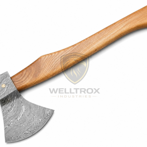 Handmade Damascus Steel Viking Hunting Axe with Leather Sheath