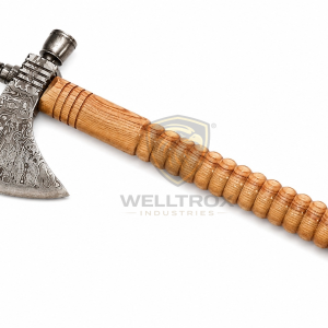 Damascus steel tomahawk Pipe axe with Leather sheath