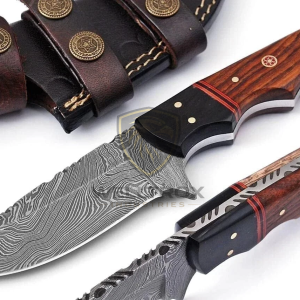Handmade Damascus Steel Chef Knife with custom Leather Sheath